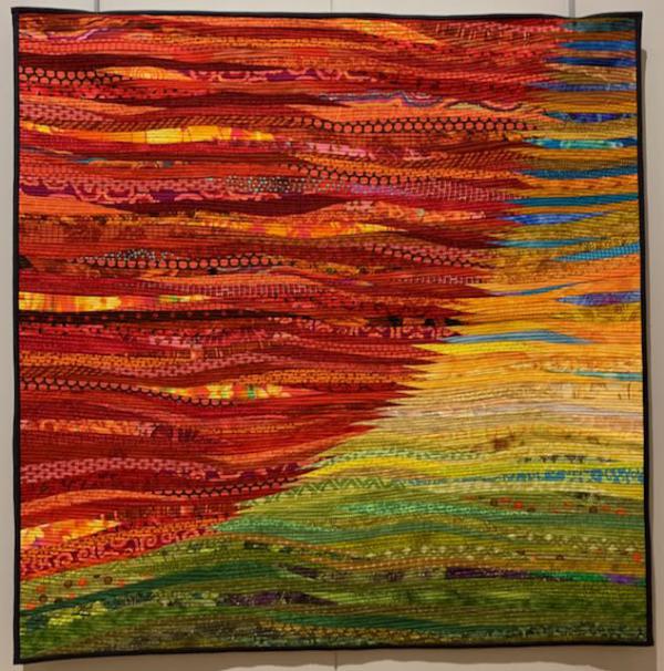 Ann Brauer sun Iowa Quilt Museum string-piecing exhibition